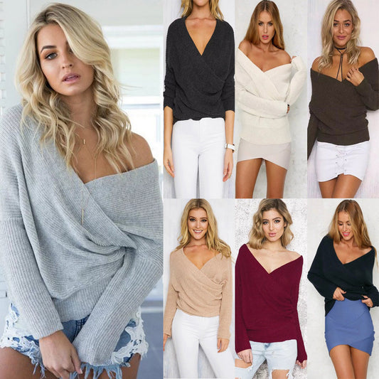 Pull-over enveloppant pour femmes avec un design d'épaule ouverte et une silhouette décontractée Chic und Stil
