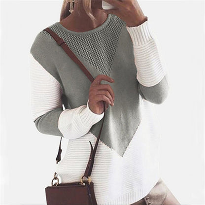 Dames gros tricot pull avec motif chevron moderne et silhouette fluide Chic und Stil