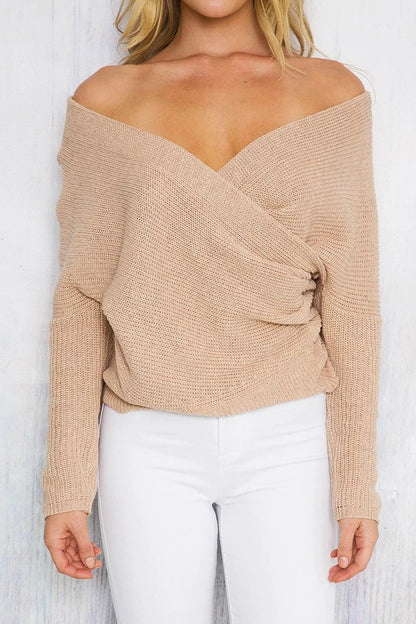 Pull-over enroulé pour femmes avec décolleté en V profond et coupe décontractée Chic und Stil
