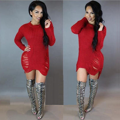 Robe en tricot pour femmes avec un design original à découpe et une partie à manches longues Chic und Stil