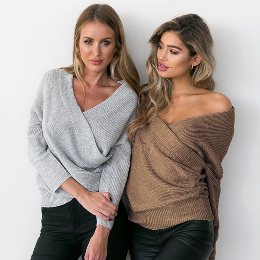 Pull relaxant pour dames à enrouler avec décolleté large et design rayé Chic und Stil