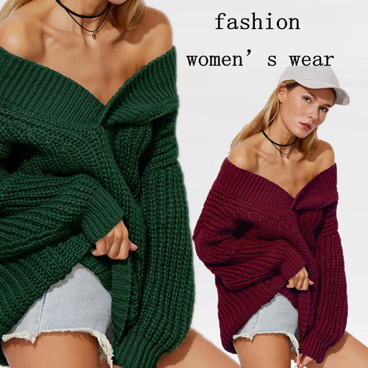 Pull en tricot surdimensionné pour femmes avec un design sans épaules et des manches volumineuses Chic und Stil