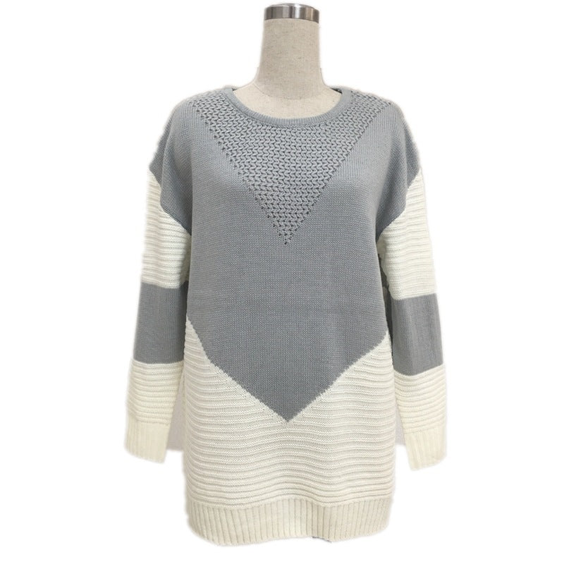 Femmes Pull en tricot à la mode avec design géométrique et manches volumineuses Chic und Stil