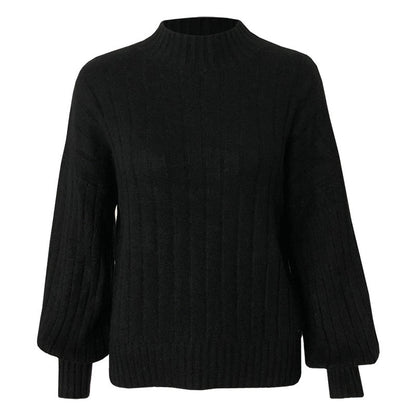 Pull en tricot pour femmes avec col haut et manches volumineuses Chic und Stil