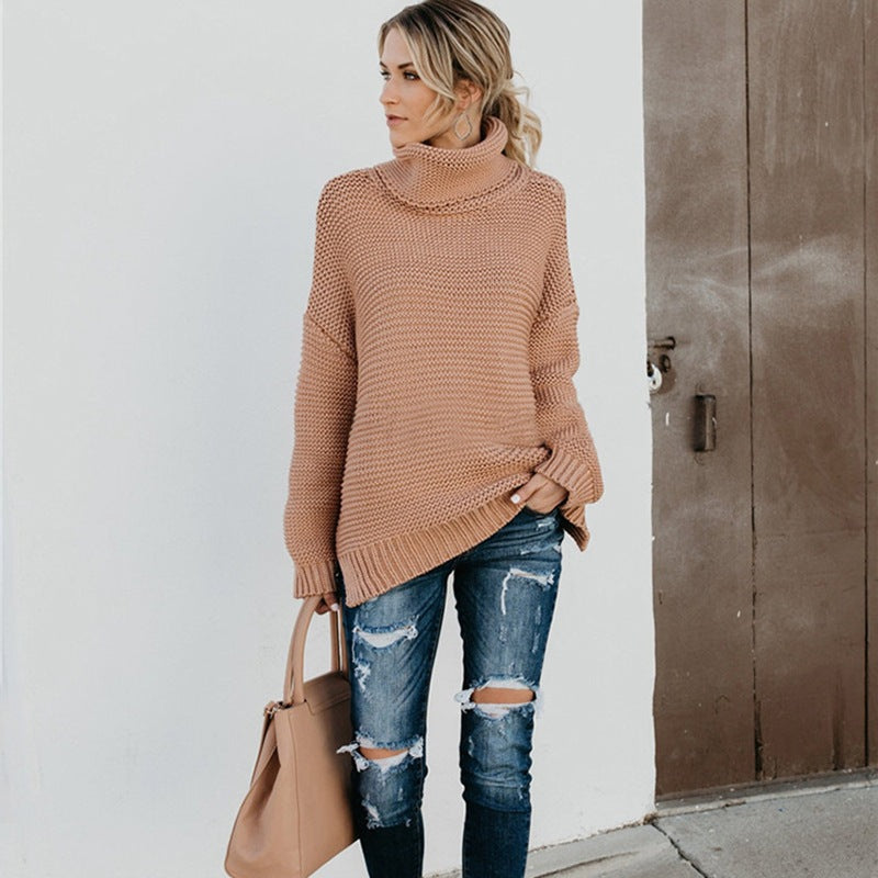 Pull en maille épaisse pour dames avec col roulé haut et coupe décontractée Chic und Stil