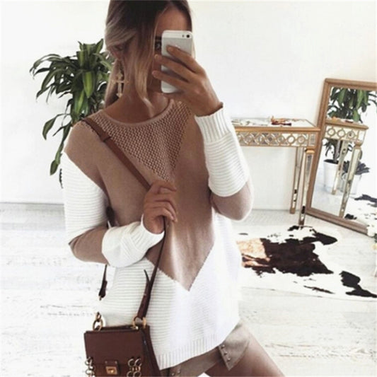 Dames gros tricot pull avec motif chevron moderne et silhouette fluide Chic und Stil