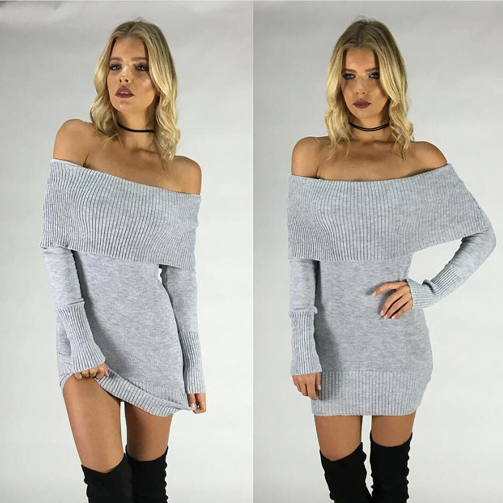 Robe tricot pour femmes avec un design décontracté à épaules dénudées et une structure en côtes Chic und Stil
