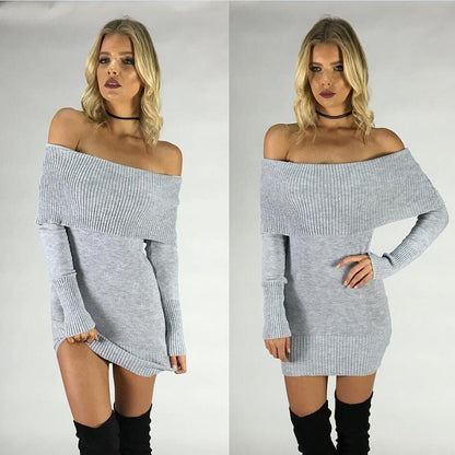 Robe tricot pour femmes avec un design décontracté à épaules dénudées et une structure en côtes Chic und Stil