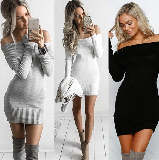 Robe tricot pour femmes avec un design décontracté à épaules dénudées et une structure en côtes Chic und Stil
