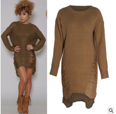 Robe tricot femme avec fentes latérales profondes et coupe décontractée Chic und Stil