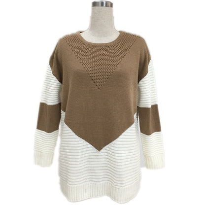Femmes Pull en tricot à la mode avec design géométrique et manches volumineuses Chic und Stil