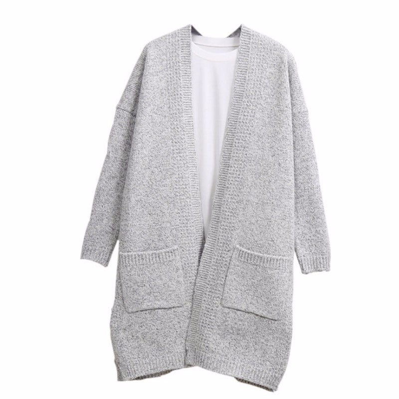 Dames gros tricot cardigan avec poches ouvertes et silhouette décontractée Chic und Stil