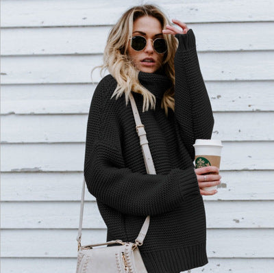 Femme Pull en grosse maille avec col haut et coupe oversize Chic und Stil
