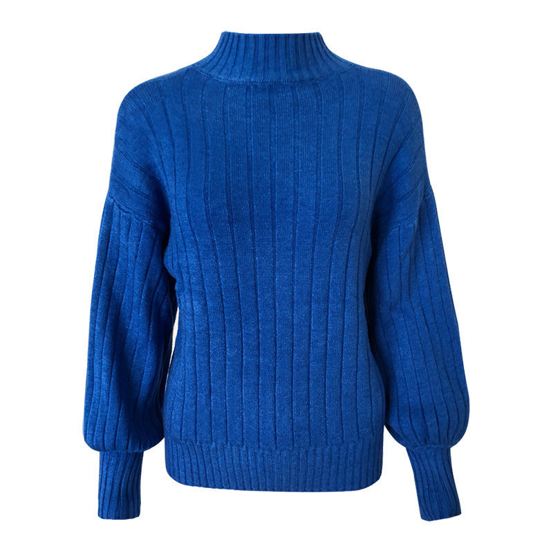 Pull en tricot pour femmes avec col haut et manches volumineuses Chic und Stil
