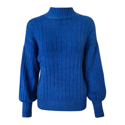 Pull en tricot pour femmes avec col haut et manches volumineuses Chic und Stil