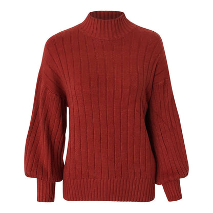 Pull en tricot pour femmes avec col haut et manches volumineuses Chic und Stil