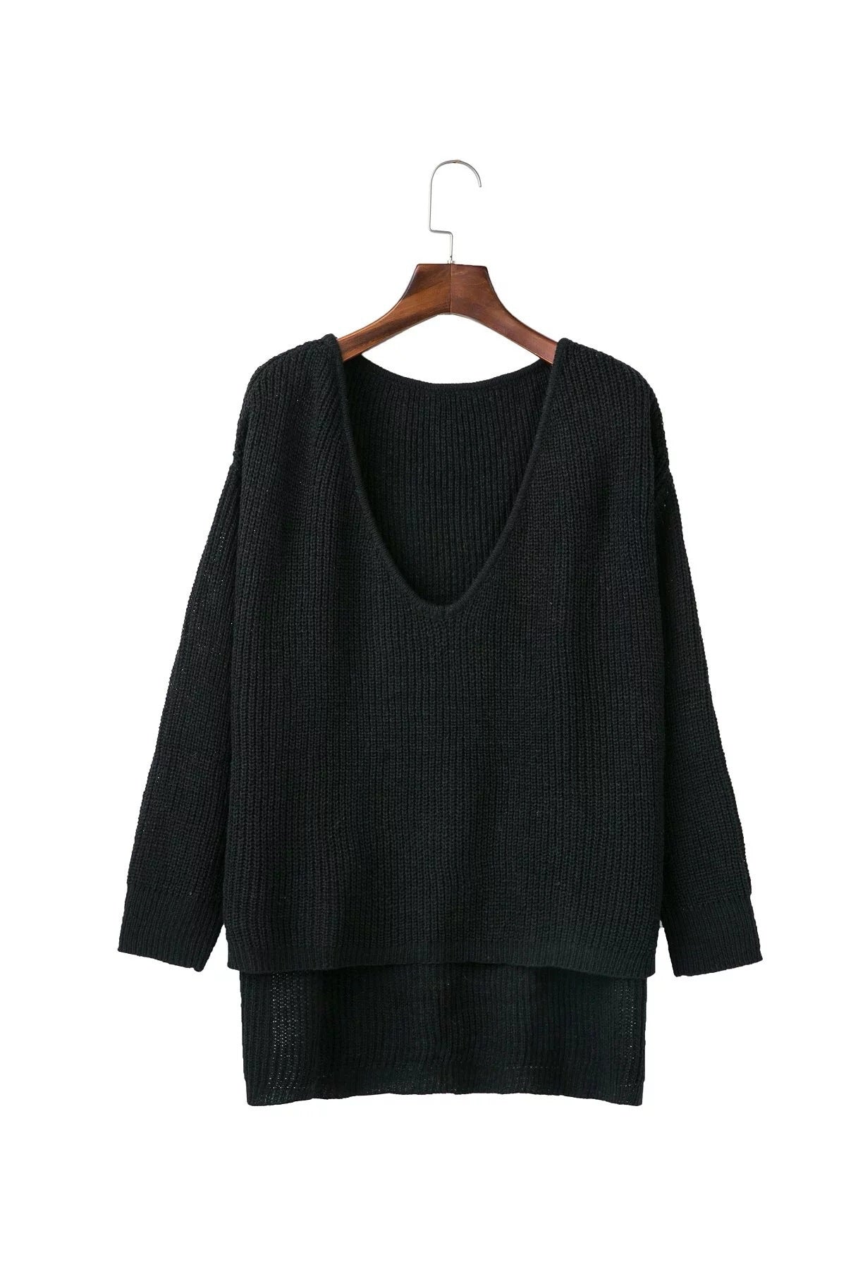 Pull en tricot décontracté pour femmes avec décolleté en V plongeant et dos ouvert Chic und Stil