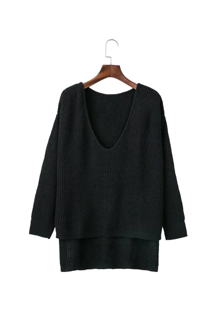 Pull en tricot décontracté pour femmes avec décolleté en V plongeant et dos ouvert Chic und Stil