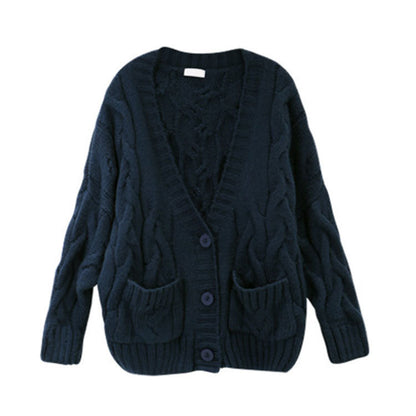 Cardigan en tricot épais pour femme avec motif de tresse classique et poches pratiques Chic und Stil