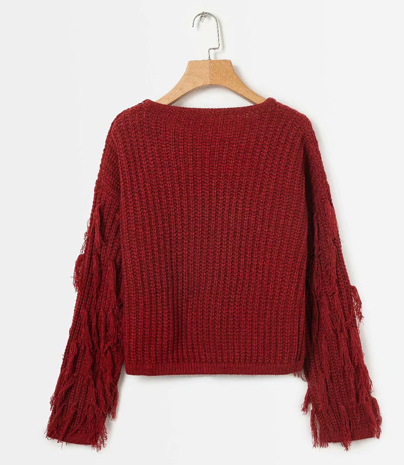 Pull en tricot pour femmes avec design à franges et coupe décontractée Chic und Stil
