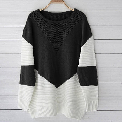 Dames gros tricot pull avec motif chevron moderne et silhouette fluide Chic und Stil