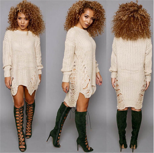 Robe en tricot pour femmes avec un design original à découpe et une partie à manches longues Chic und Stil