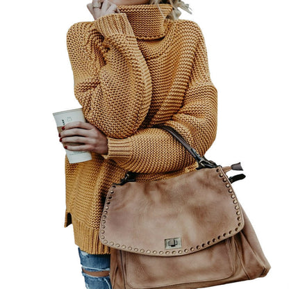Pull-over en gros tricot pour femmes avec col haut et silhouette décontractée Chic und Stil