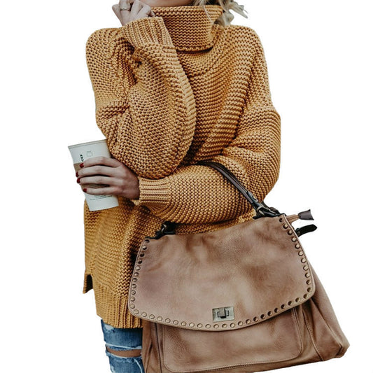 Pull-over en gros tricot pour femmes avec col haut et silhouette décontractée Chic und Stil