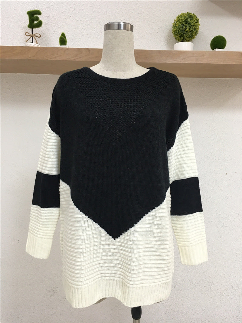 Femmes Pull en tricot à la mode avec design géométrique et manches volumineuses Chic und Stil