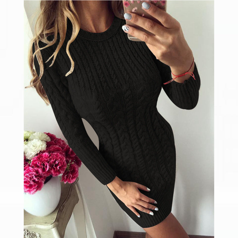 Robe en tricot pour femmes avec un design de tresses raffiné et une coupe ajustée Chic und Stil