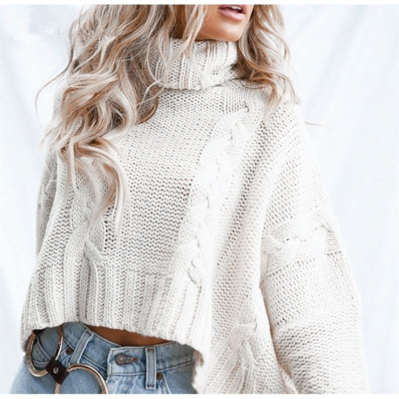 Pull en grosse maille pour femmes avec col roulé montant et coupe décontractée Chic und Stil