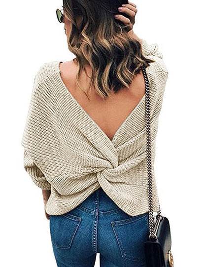 Pull femme avec dos ouvert et design en nœud Chic und Stil