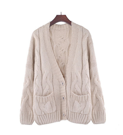 Cardigan en tricot épais pour femme avec motif de tresse classique et poches pratiques Chic und Stil