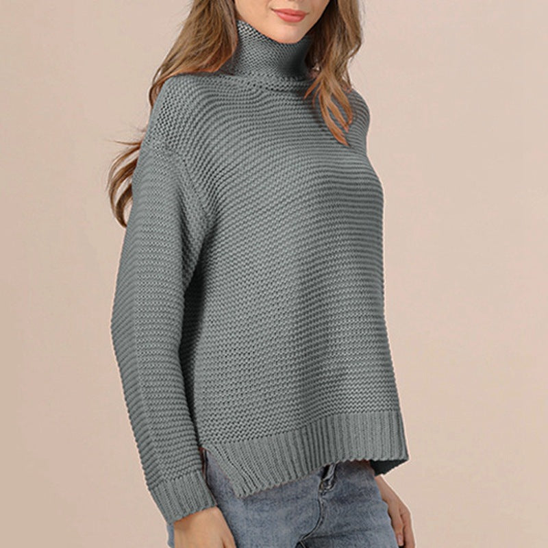 Pull en maille épaisse pour dames avec col roulé haut et coupe décontractée Chic und Stil