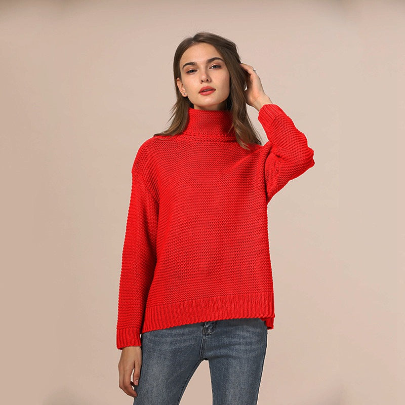 Pull en maille épaisse pour dames avec col roulé haut et coupe décontractée Chic und Stil