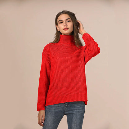 Pull en maille épaisse pour dames avec col roulé haut et coupe décontractée Chic und Stil