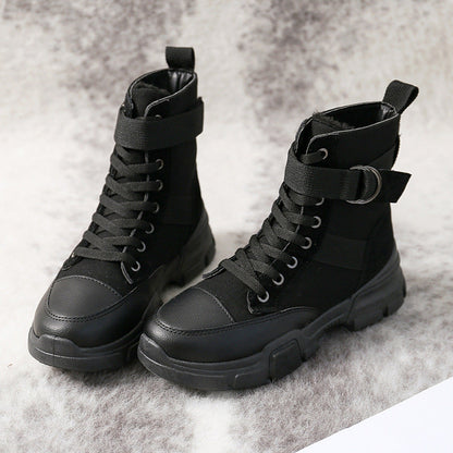 Chic and Stil | High Canvas Motorcycle Boots