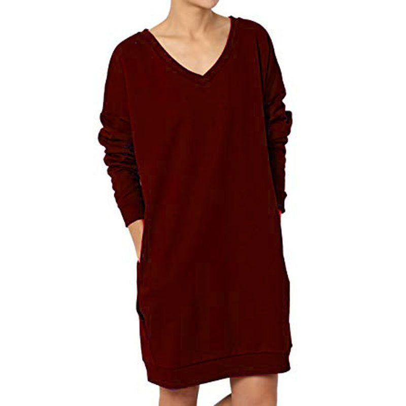 Robe sweat femme avec décolleté en V profond et poches pratiques Chic und Stil