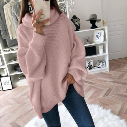 Dames Grand pull en tricot à col haut et coupe décontractée Chic und Stil