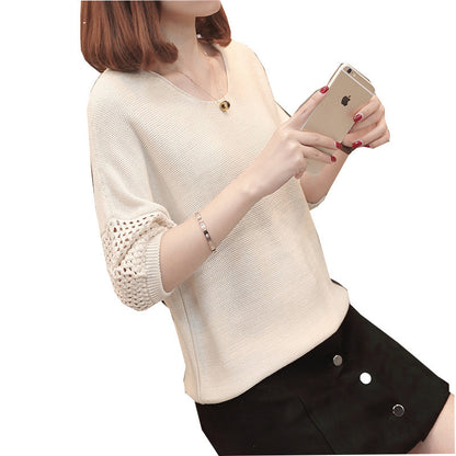 Pull femme avec motif au crochet décoratif et décolleté en V Chic und Still