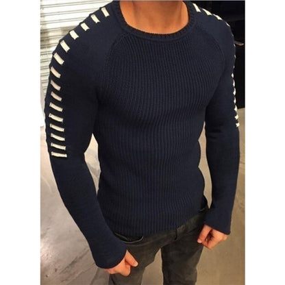 Pull-over en fine maille stylé pour hommes avec des rayures contrastées à la mode Chic und Stil