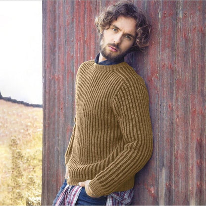 Pull over en tricot côtelé pour hommes avec col rond et coupe décontractée Chic und Stil