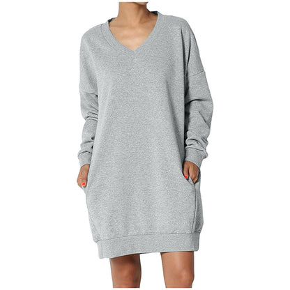 Robe sweat femme avec décolleté en V profond et poches pratiques Chic und Stil