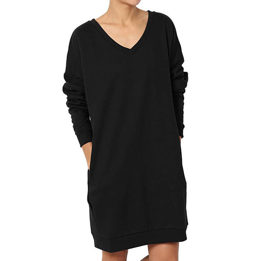 Robe sweat femme avec décolleté en V profond et poches pratiques Chic und Stil