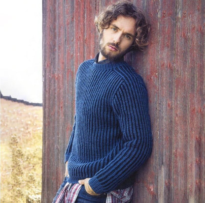 Pull over en tricot côtelé pour hommes avec col rond et coupe décontractée Chic und Stil