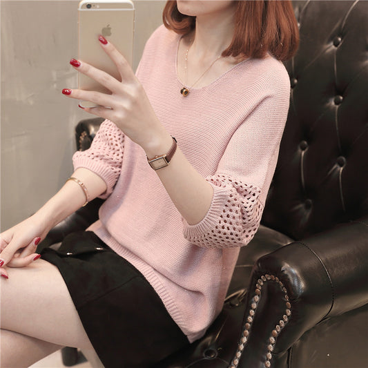 Dames pull en gros tricot avec des manches à trous décoratives Chic und Stil
