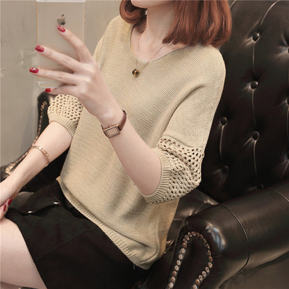 Dames pull en gros tricot avec des manches à trous décoratives Chic und Stil