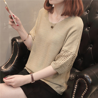 Dames pull en gros tricot avec des manches à trous décoratives Chic und Stil