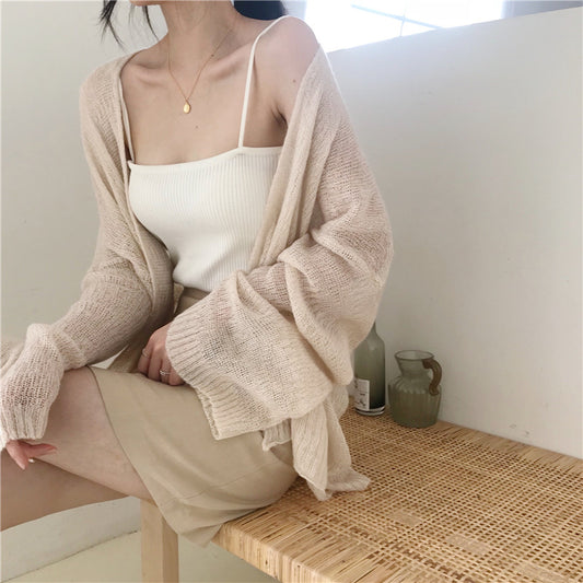 Cardigan en tricot décontracté pour femmes avec coupe ample et manches ouvertes Chic und Still