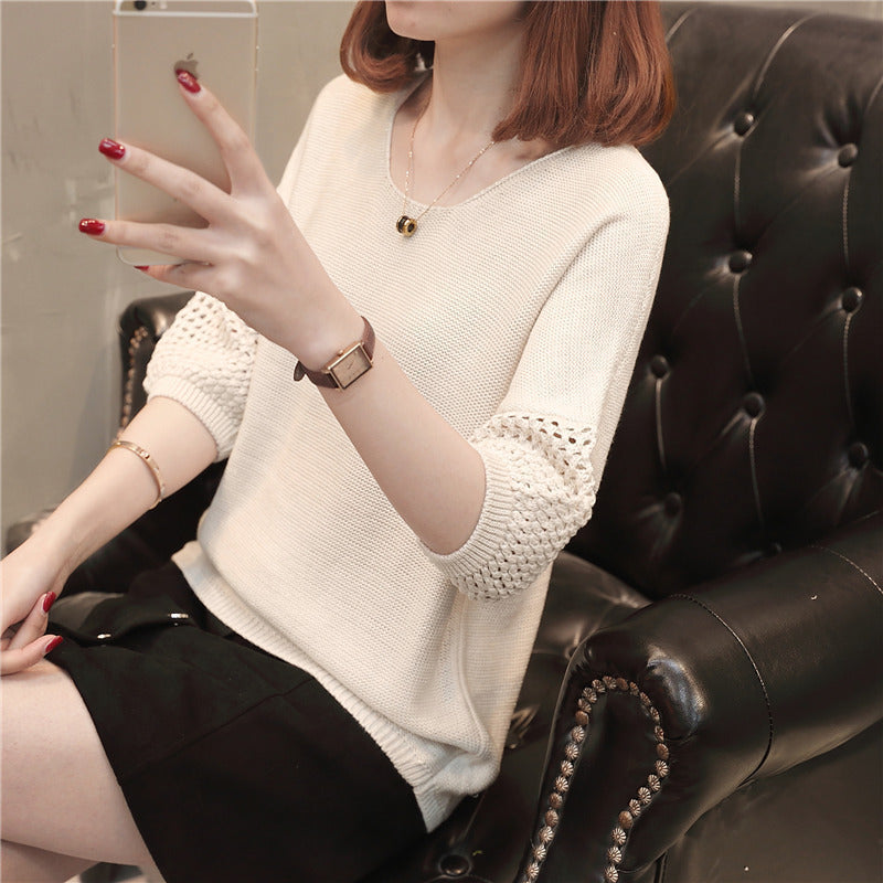 Dames pull en gros tricot avec des manches à trous décoratives Chic und Stil
